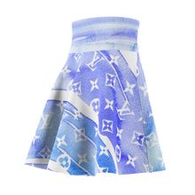 Load image into Gallery viewer, Blue Watercolor Skater Skirt