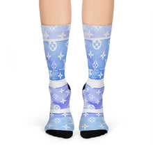 Load image into Gallery viewer, Inspired Blue Watercolor Crew Socks