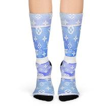 Load image into Gallery viewer, Inspired Blue Watercolor Crew Socks
