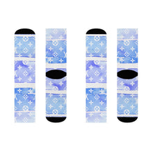 Load image into Gallery viewer, Inspired Blue Watercolor Crew Socks