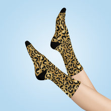 Load image into Gallery viewer, Gold Cheetah Crew Socks