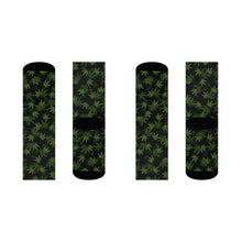 Load image into Gallery viewer, Marijuana, Black and Green Pot Leaf Crew Socks