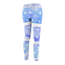 Load image into Gallery viewer, Ladie's Inspired Blue Watercolor Casual Leggings