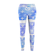 Load image into Gallery viewer, Ladie's Inspired Blue Watercolor Casual Leggings