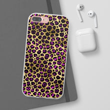 Load image into Gallery viewer, Pink and Gold Cheetah Leopard Print Flexi Phone Case