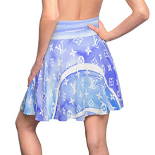 Load image into Gallery viewer, Blue Watercolor Skater Skirt