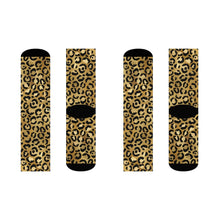 Load image into Gallery viewer, Gold Cheetah Crew Socks