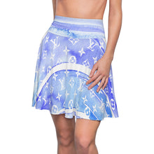 Load image into Gallery viewer, Blue Watercolor Skater Skirt
