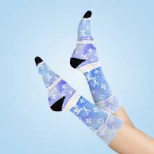 Load image into Gallery viewer, Inspired Blue Watercolor Crew Socks