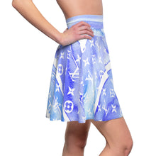 Load image into Gallery viewer, Blue Watercolor Skater Skirt