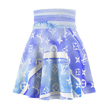 Load image into Gallery viewer, Blue Watercolor Skater Skirt