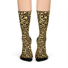 Load image into Gallery viewer, Gold Cheetah Crew Socks