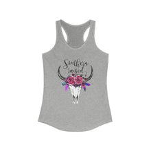 Load image into Gallery viewer, Southern Raised Cow Skull Women's Racerback Tank