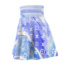 Load image into Gallery viewer, Blue Watercolor Skater Skirt