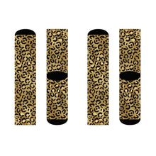Load image into Gallery viewer, Gold Cheetah Crew Socks
