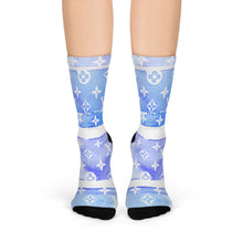 Load image into Gallery viewer, Inspired Blue Watercolor Crew Socks