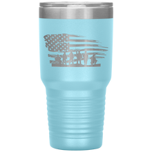 Load image into Gallery viewer, Distressed American Flag with Soldiers, 30oz Tumbler