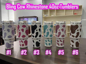 Rhinestone Cow Print, 40oz Tumblers