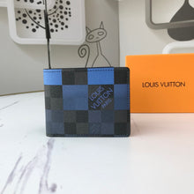 Load image into Gallery viewer, Mens Black Blue Check Wallet
