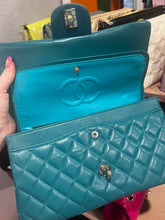 Load image into Gallery viewer, Teal Medium Lambskin Double Flap
