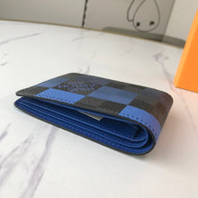Load image into Gallery viewer, Mens Black Blue Check Wallet
