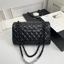 Load image into Gallery viewer, Black on Black Quilted Lambskin Double Flap
