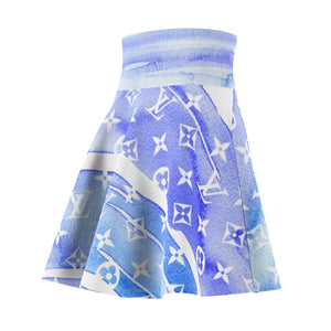 Blue Watercolor Skater Skirt