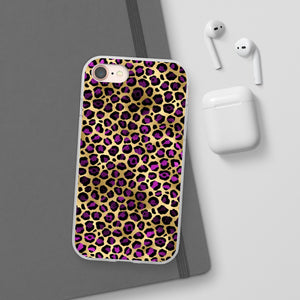 Pink and Gold Cheetah Leopard Print Flexi Phone Case