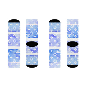 Inspired Blue Watercolor Crew Socks