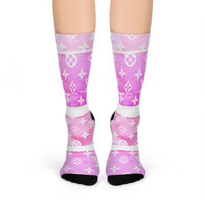 Inspired Pink Watercolor Crew Socks