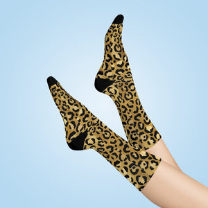 Gold Cheetah Crew Socks