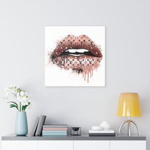 Gold Drip Lip Designer, Canvas Wrap