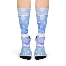 Load image into Gallery viewer, Inspired Blue Watercolor Crew Socks
