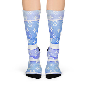 Inspired Blue Watercolor Crew Socks