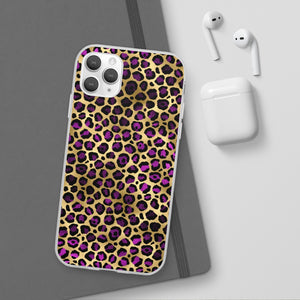 Pink and Gold Cheetah Leopard Print Flexi Phone Case