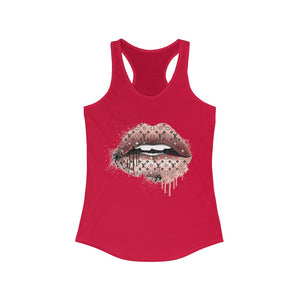 LV Logo Dripping Lips-Gold, Racerback Tank