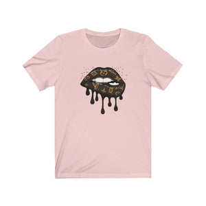 LV Logo Dripping Lips-Brown, Unisex Tee