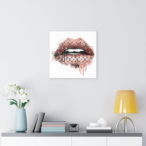 Gold Drip Lip Designer, Canvas Wrap