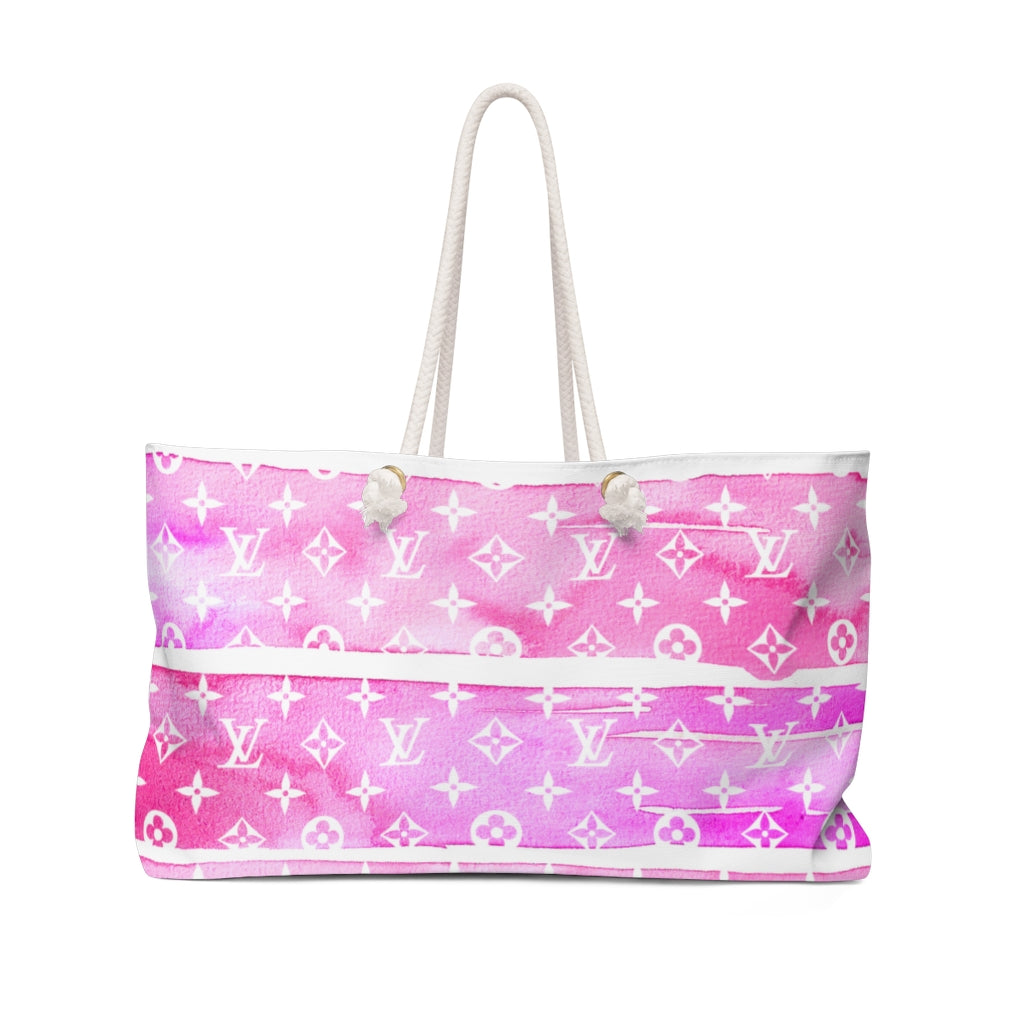 Inspired Pink Watercolor Trendy Oversized Weekender or Beach Tote
