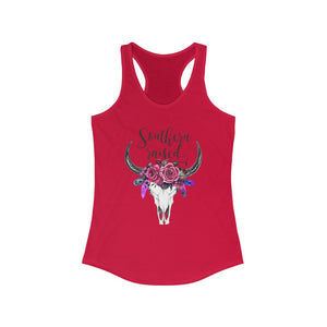Southern Raised Cow Skull Women's Racerback Tank