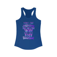 Load image into Gallery viewer, Didn&#39;t Care Yesterday Don&#39;t Give a Shit Today Women&#39;s Racerback Tank
