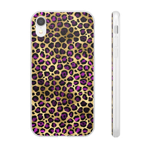 Pink and Gold Cheetah Leopard Print Flexi Phone Case