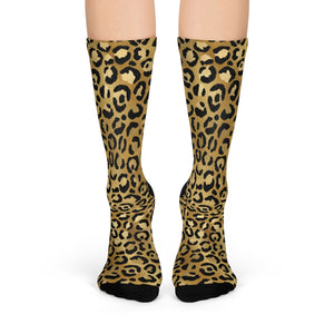 Gold Cheetah Crew Socks