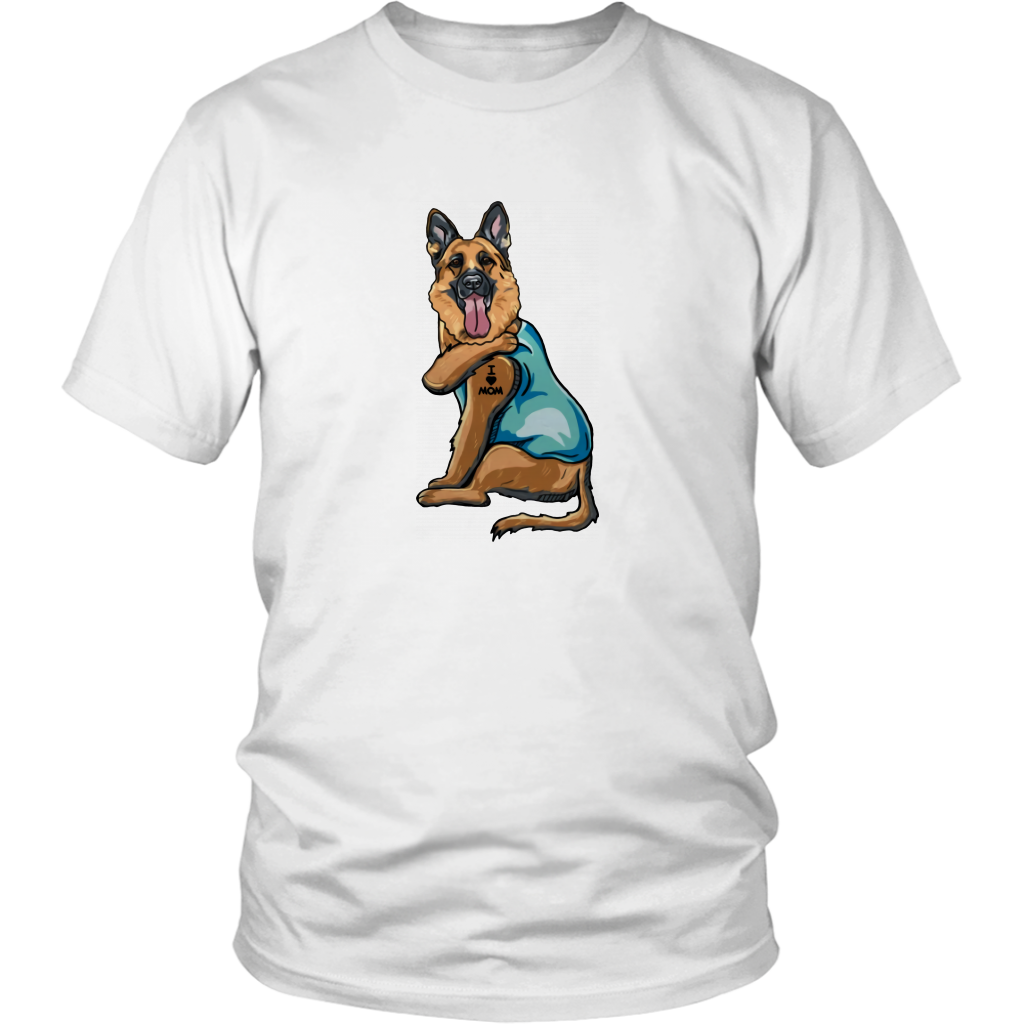 German Shepherd I Love Mom Tattoo Unisex Tee