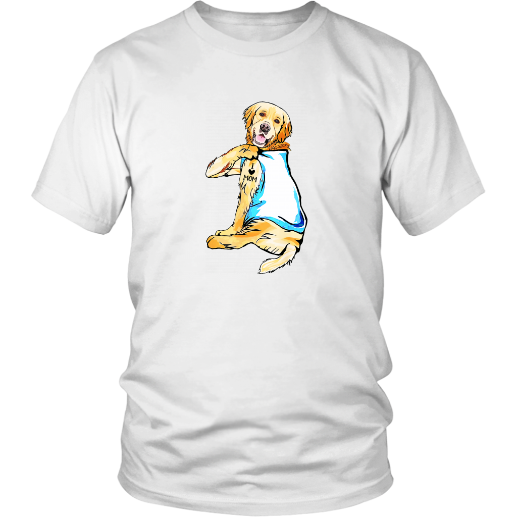 Golden Retriever I Love Mom Tattoo Dog Unisex Tee