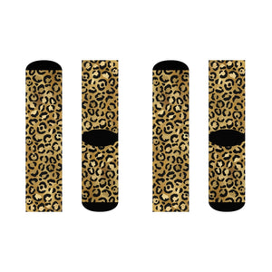 Gold Cheetah Crew Socks
