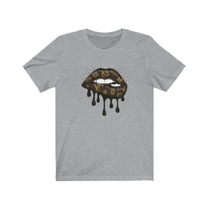 LV Logo Dripping Lips-Brown, Unisex Tee