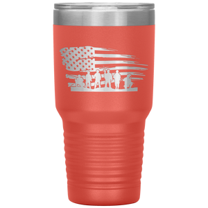 Distressed American Flag with Soldiers, 30oz Tumbler