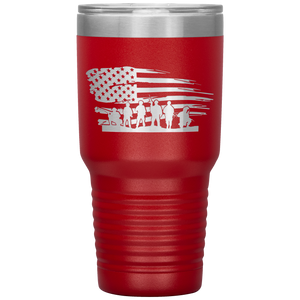 Distressed American Flag with Soldiers, 30oz Tumbler