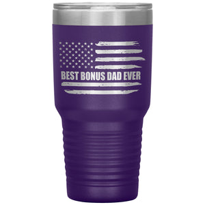 Best Bonus Dad Ever, Distressed Flag, 30oz Tumbler
